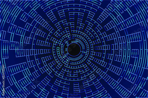 Vector hi tech backround. Blue hi-tech blue dark backdrop. Modern, cyber, neon background. Abstract web circles.