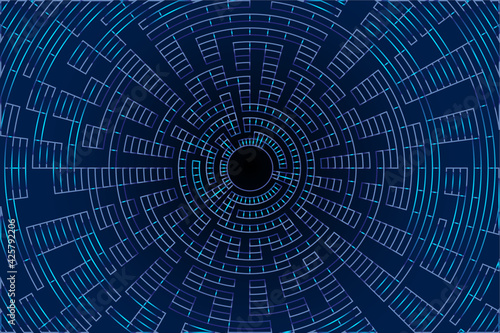 Hi tech backround. Blue hi-tech blue dark backdrop. Modern, cyber, neon background. Abstract web circles.
