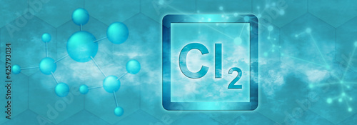 Cl2 symbol. chlorine molecule photo