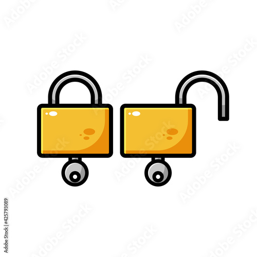 vector padlock illustration design. The padlock with an outline is suitable for stickers, icons, mascots, logos, clip art, and other graphic purposes