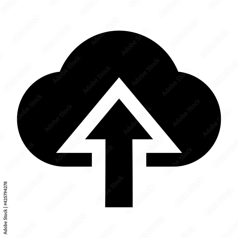 Upward arrow on cloud, concept of cloud upload icon.
Upward arrow on cloud, concept of cloud upload icon.