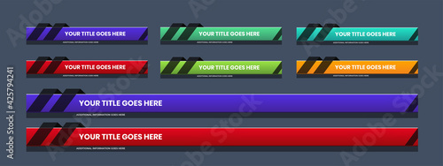 Lower third best design with trendy shape and color. Twitch overlay title, headline, news, reporter, live streaming text background. vector illustration.