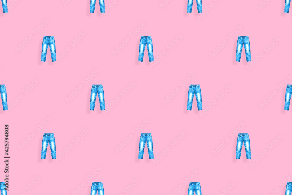 Denim pants seamless pattern. Bright background from jeans. Denim pants seamless pattern. Bright background from jeans.