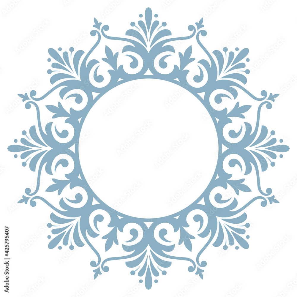Decorative frame Elegant vector element for design in Eastern style, place for text. Floral blue and white border. Lace illustration for invitations and greeting cards Decorative frame Elegant vector element for design in Eastern style, place for text. Floral blue and white border. Lace illustration for invitations and greeting cards