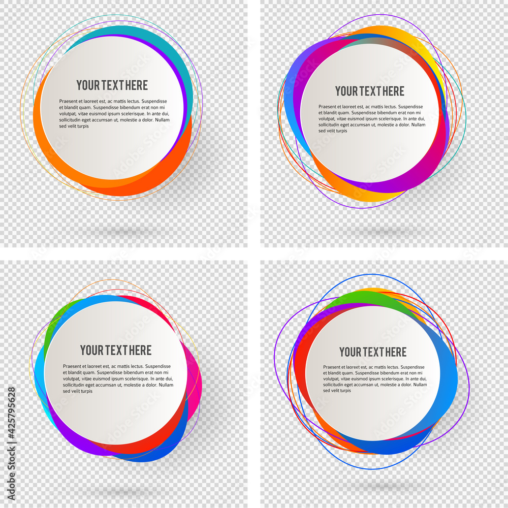 Label blank template, white background and Blurry gradient with lines circle ring. Vector illustration EPS 10. Modern design editable layout title page for new product newsletters, web banners