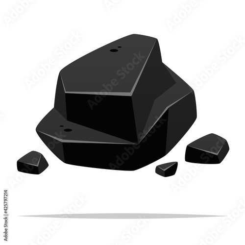 Piece of coal vector isolated illustration