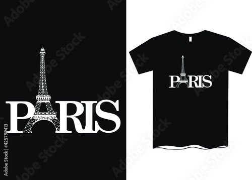 Canvas Print Paris Eiffel Tower T-Shirt Design