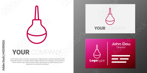 Logotype line Enema icon isolated on white background. Enema with a plastic tip. Medical pear. Logo design template element. Vector