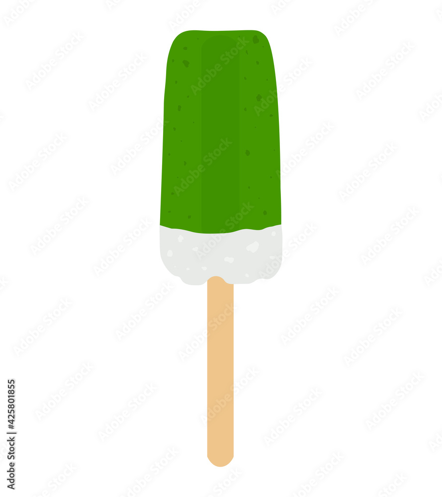 Green ice cream on a stick vector illustration Green ice cream on a stick vector illustration