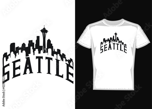 Seattle Skylines View T-Shirt Design