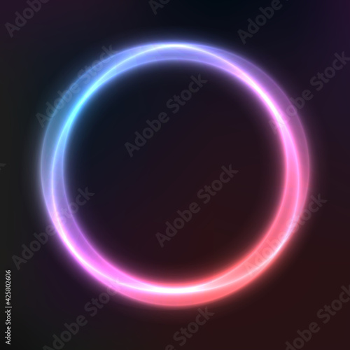 Vector background of neon geometric shapes, round frame, abstract background, wallpaper