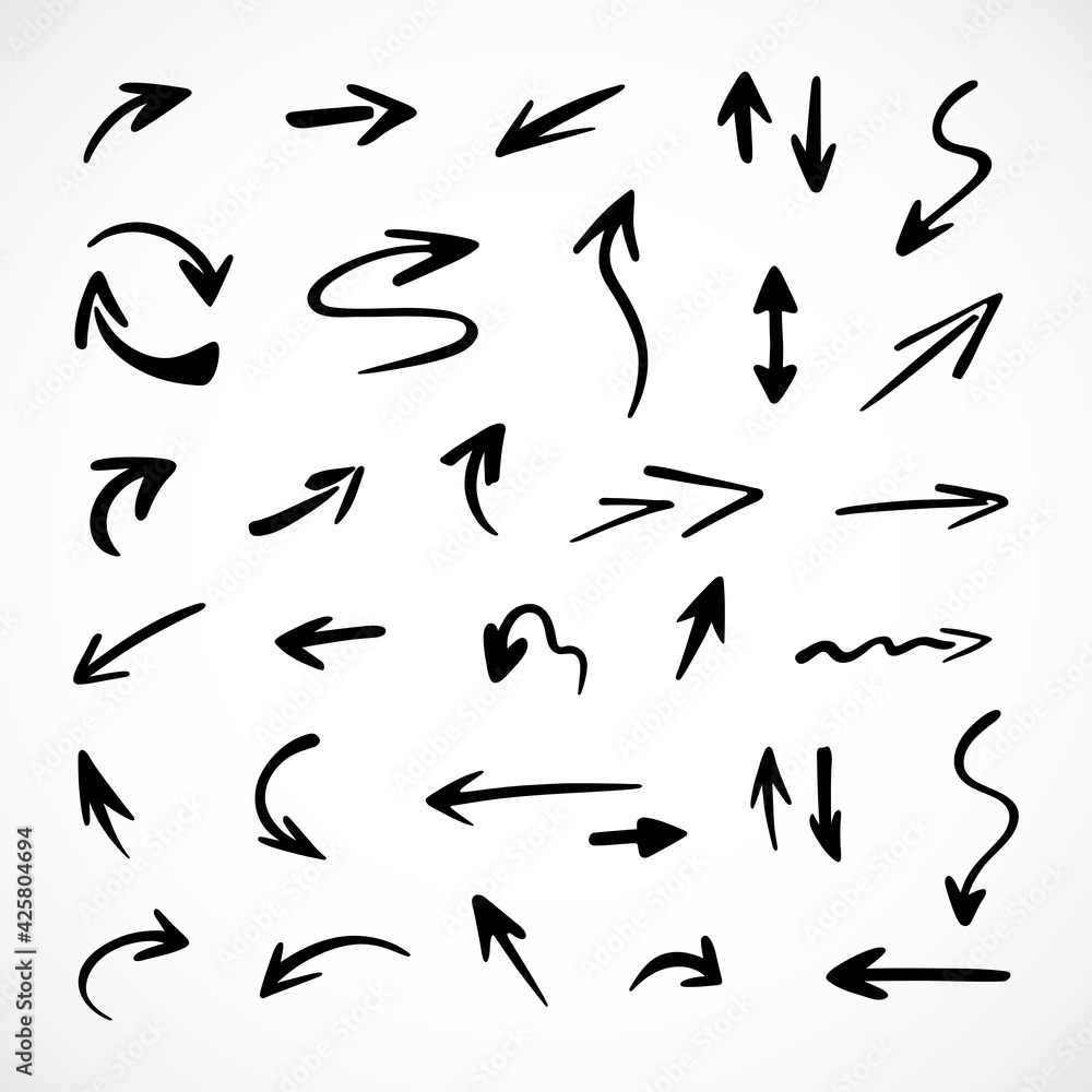 Vector set of hand-drawn arrows, elements for presentation Vector set of hand-drawn arrows, elements for presentation