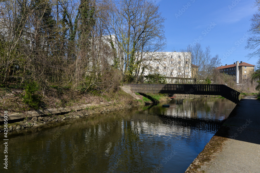 Embouchure, chemin de randonnée, rivière, L’Orge,  Athis Mons, Essonne, 91