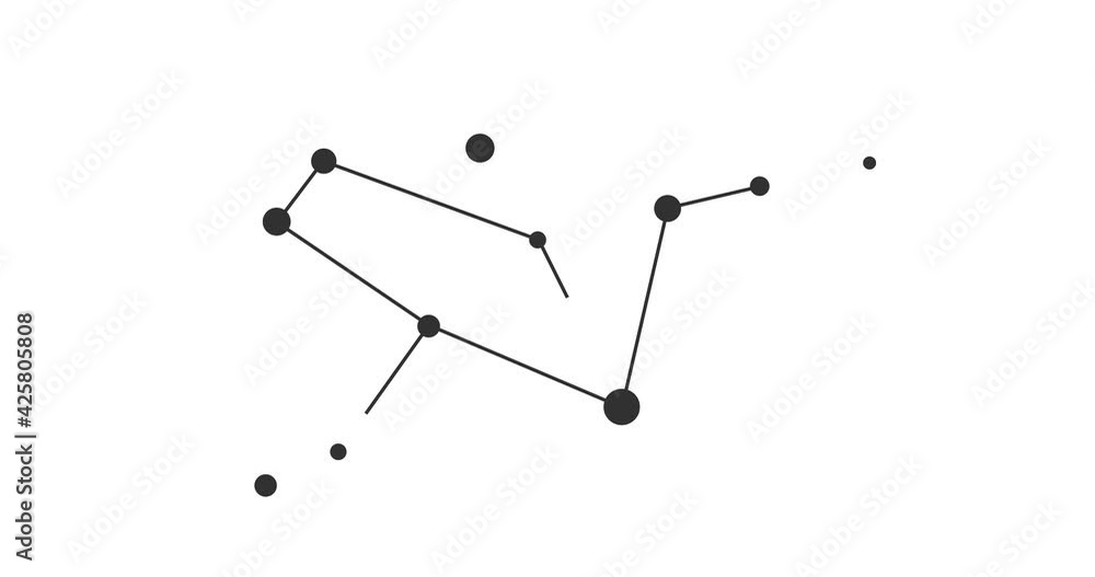 Grus constellation. Stars in the night sky. Constellation in line art style in black and white. Cluster of stars and galaxies. Horizontal composition, 4k video quality Grus constellation. Stars in the night sky. Constellation in line art style in black and white. Cluster of stars and galaxies. Horizontal composition, 4k video quality