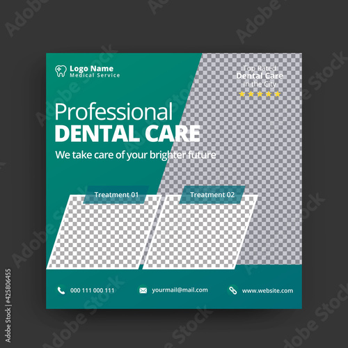 Dentist and dental care social media post template