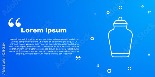 White line Funeral urn icon isolated on blue background. Cremation and burial containers, columbarium vases, jars and pots with ashes. Vector