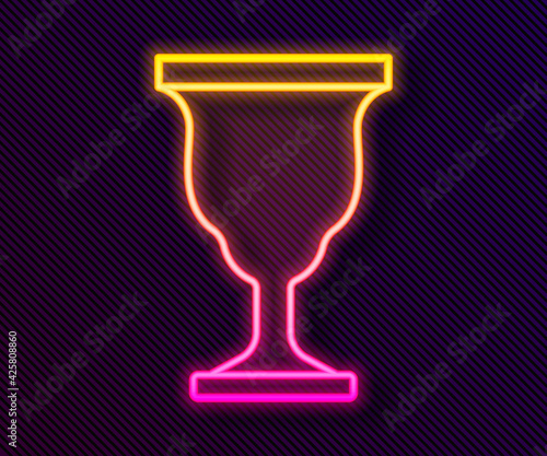 Glowing neon line Christian chalice icon isolated on black background. Christianity icon. Happy Easter. Vector