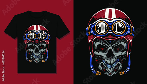 robot skull helmet illustration design