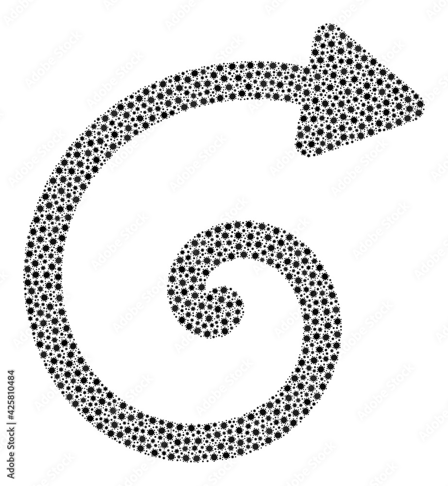 Vector spiral arrow coronavirus mosaic icon done for health care advertisement. Spiral arrow mosaic is organized with tiny coronavirus pathogen icons.