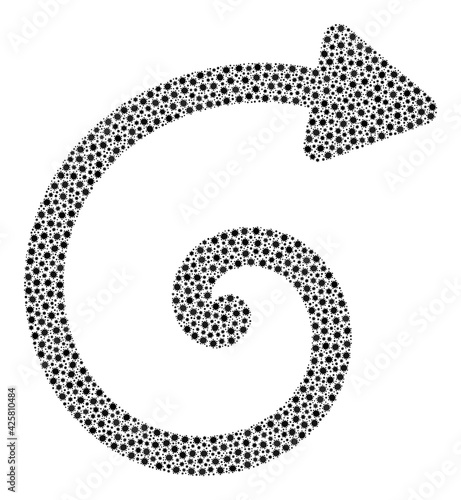 Vector spiral arrow coronavirus mosaic icon done for health care advertisement. Spiral arrow mosaic is organized with tiny coronavirus pathogen icons.