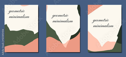 Earthy geometric backgrounds. Simple minimalistic backgrounds for invitations. © taisiyakozorez