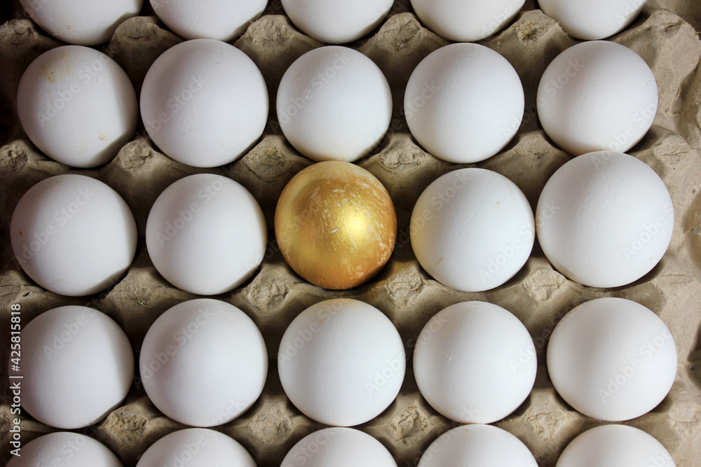 Golden Egg in the center of white eggs Golden Egg in the center of white eggs