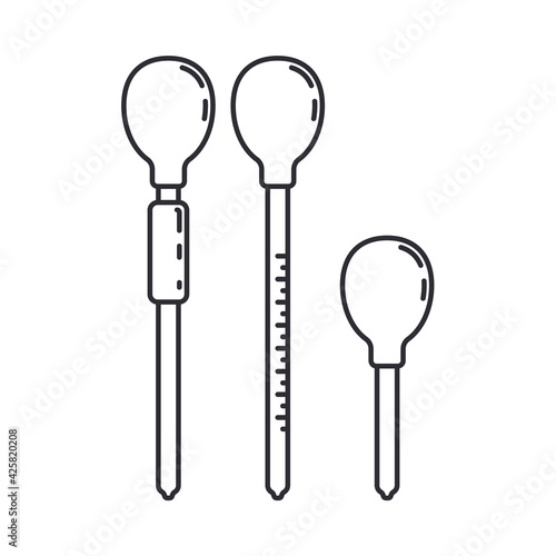 Line medical pharmaceutica icon retort dropper. Professional equipment symbol. Science, pharmacy, medic, chemistry background emblem element. Laboratory glass. Vector medical outline illustration.