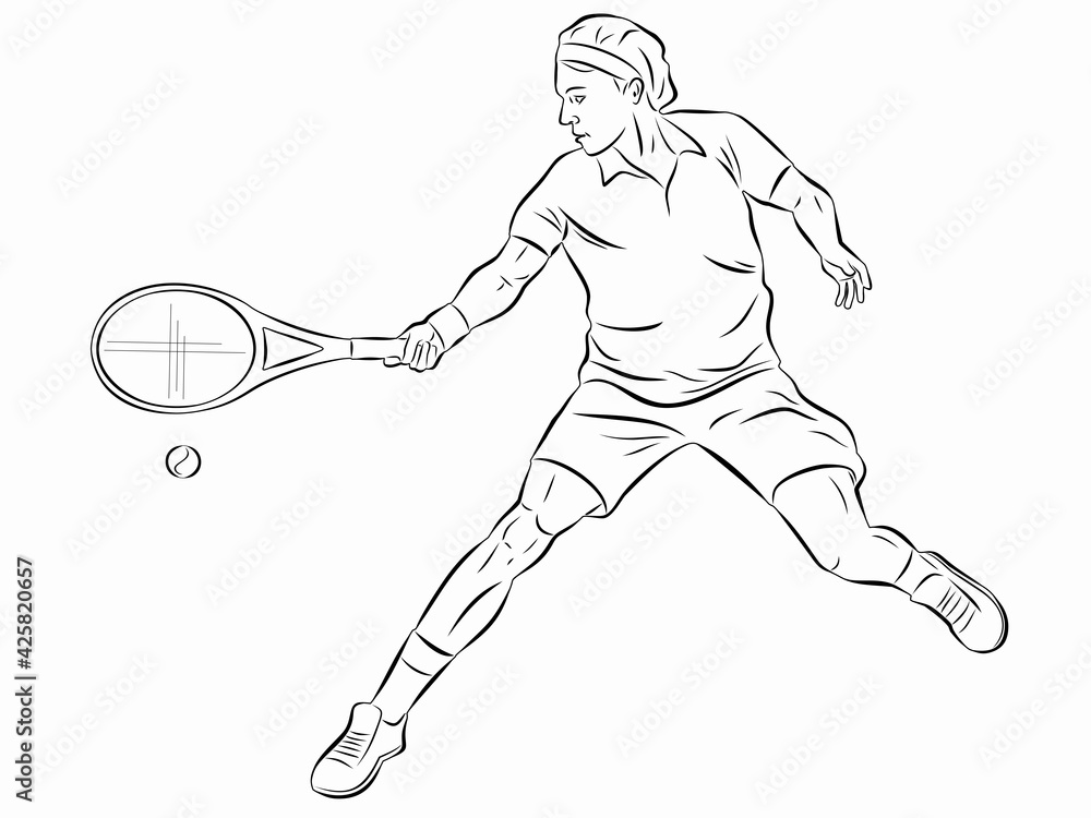 illustration of a tennis  player, vector drawing