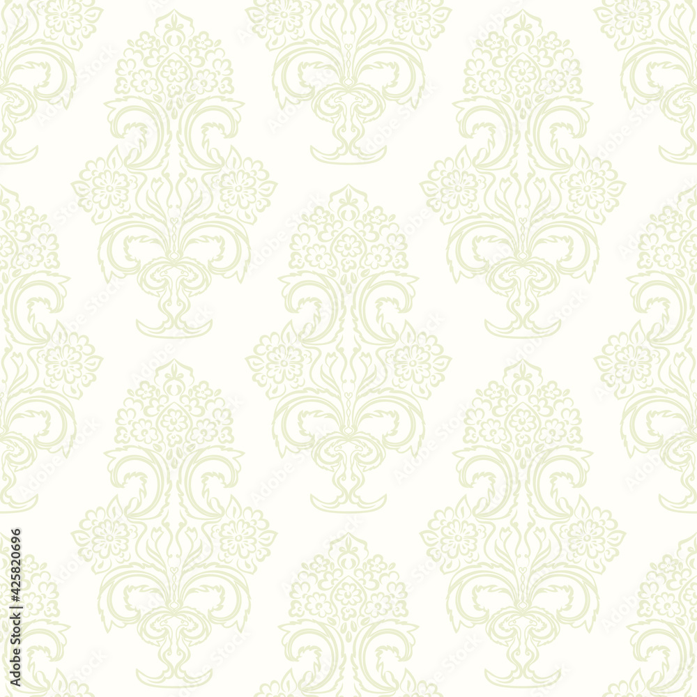 Damask seamless vector pattern. Classic old fashioned damask ornament, royal victorian seamless texture for wallpaper, textile, packaging. Baroque floral pattern Damask seamless vector pattern. Classic old fashioned damask ornament, royal victorian seamless texture for wallpaper, textile, packaging. Baroque floral pattern