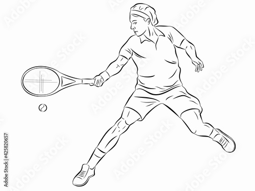 illustration of a tennis  player, vector drawing