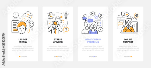 Psychological problems - modern line design style web banners