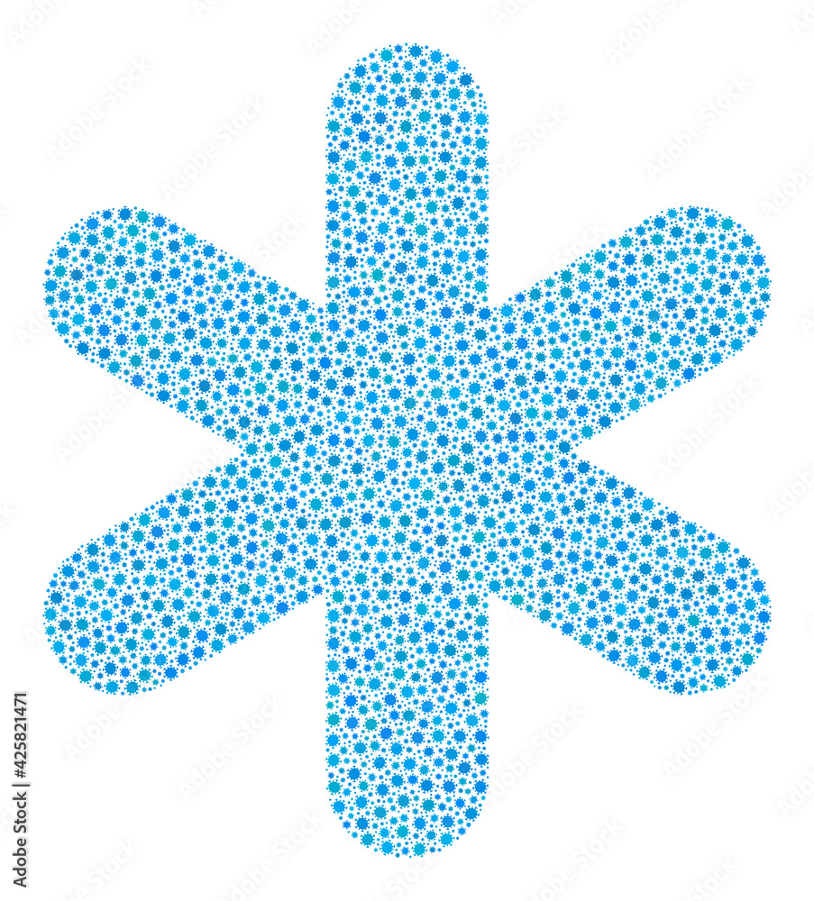 Vector simple snowflake covid-2019 mosaic icon combined for health care illustrations. Simple snowflake mosaic is made of tiny covid pathogen items. Vector simple snowflake covid-2019 mosaic icon combined for health care illustrations. Simple snowflake mosaic is made of tiny covid pathogen items.