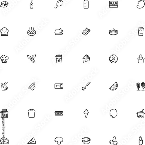 icon vector icon set such as: market, fry, creamy, sushi, fire, appliance, takeout, wire, watermelon, aroma, hotdog, wafer, architecture, supermarket, submarine, dog, engraving, whip, cereal, macro