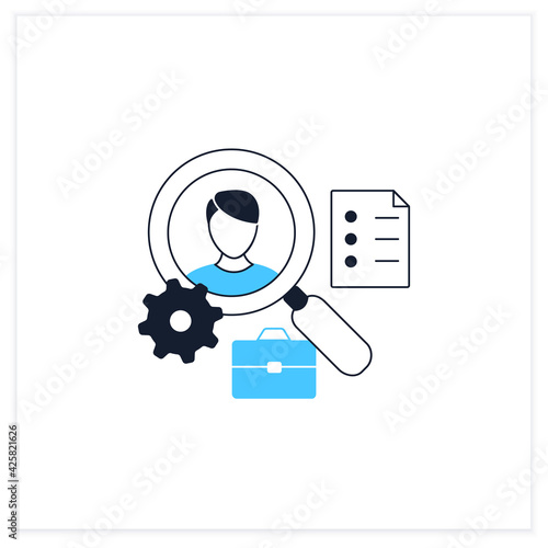 Applicant tracking flat icon.Software app automates hiring process. Candidate management system. Finding workers. Talent management concept. Vector illustration