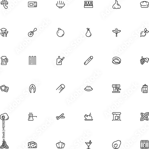 icon vector icon set such as: herbal, chicken, froth, grey puffball, contour, avocado, badge, table, turkish, chef, craft, eco, poultry, bunch, homemade, turkey, raw, stainless, fillet, champignons