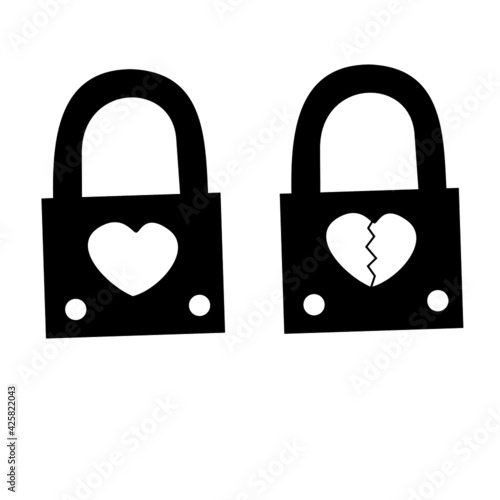 Heart lpadlocks and heartbreak padlocks