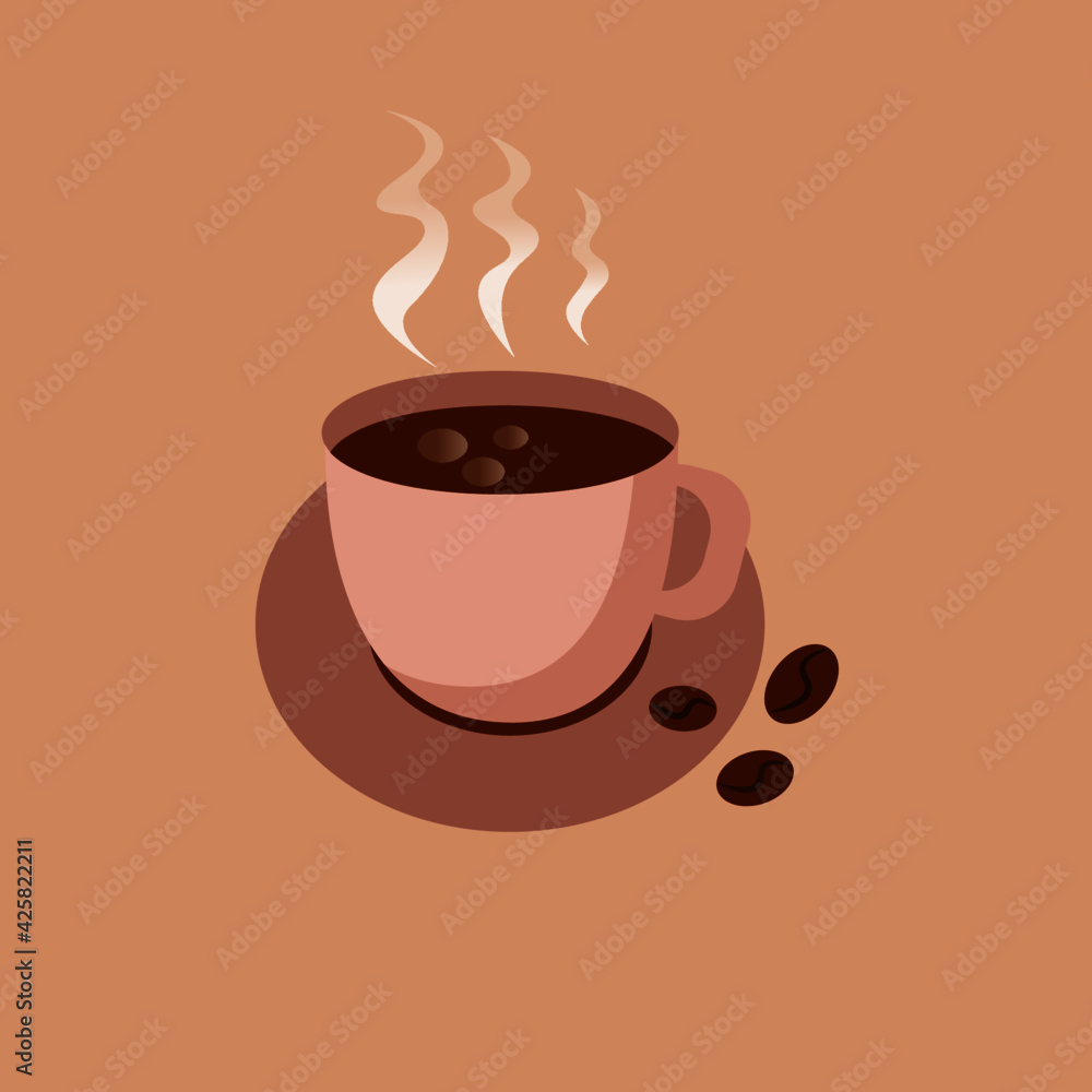 Obraz premium a coffee cup with some beans on a side