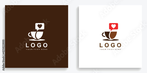 Coffee Cup Heart Love Logo. Modern logo icon symbol template vector design