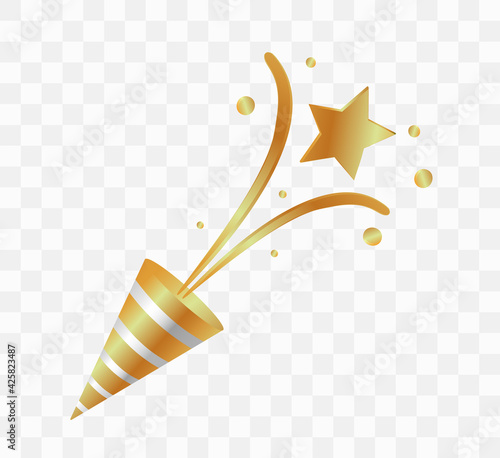 Vector confetti. Festive illustration. Party popper isolated on transparent background.