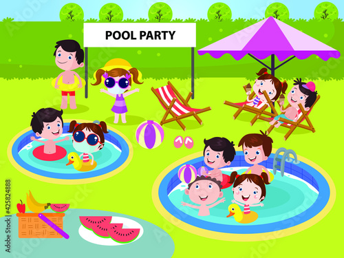 Pool party vector concept for banner  website  illustration  landing page  flyer  etc.