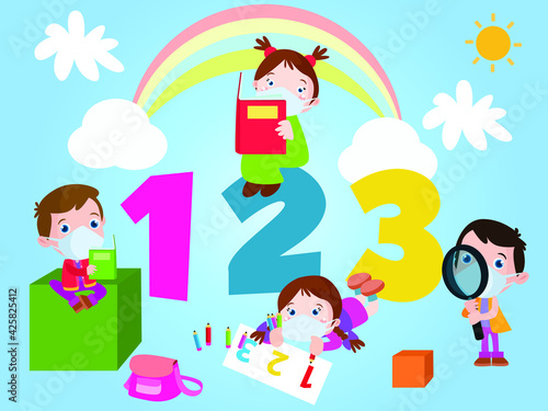 Kids education vector concept for banner, website, illustration, landing page, flyer, etc.