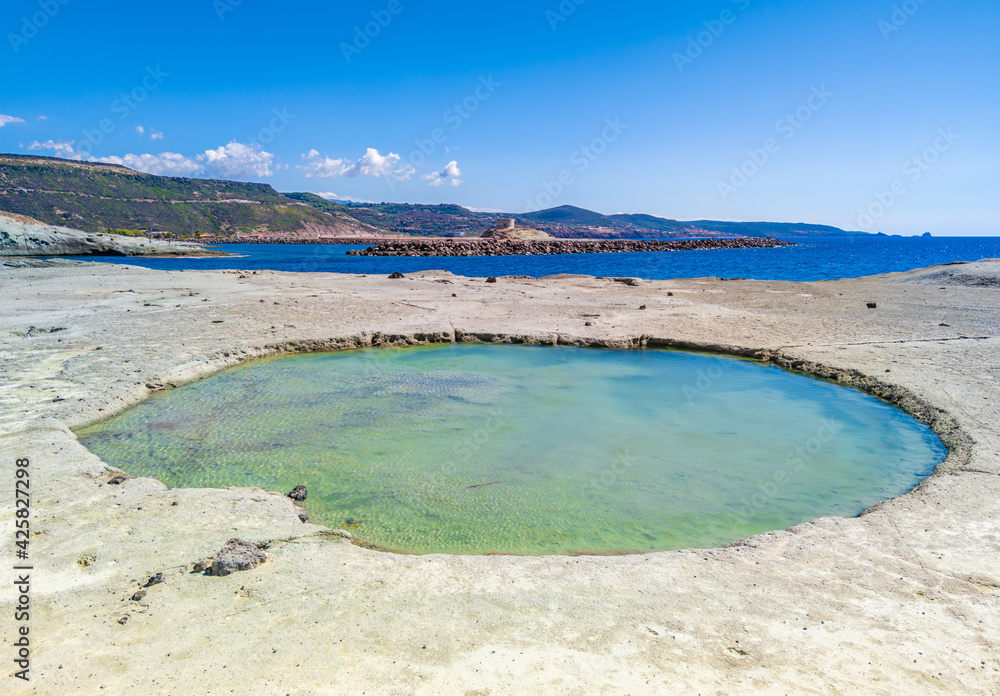 Bosa (Sardinia, Italy) - A view of the touristic and charming colorful old town in the marine coast of Oristano, one of the most beautiful on the island of Sardegna.
