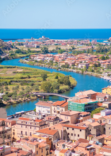 Bosa (Sardinia, Italy) - A view of the touristic and charming colorful old town in the marine coast of Oristano, one of the most beautiful on the island of Sardegna.