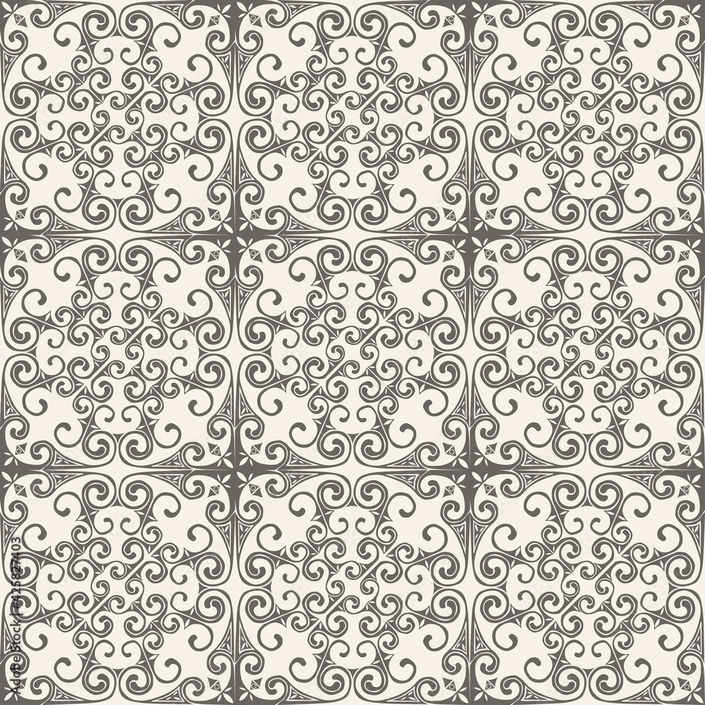 Ornate ornament in the North European style. Seamless pattern.