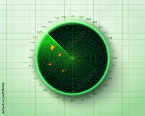Green military radar. Vector illustration