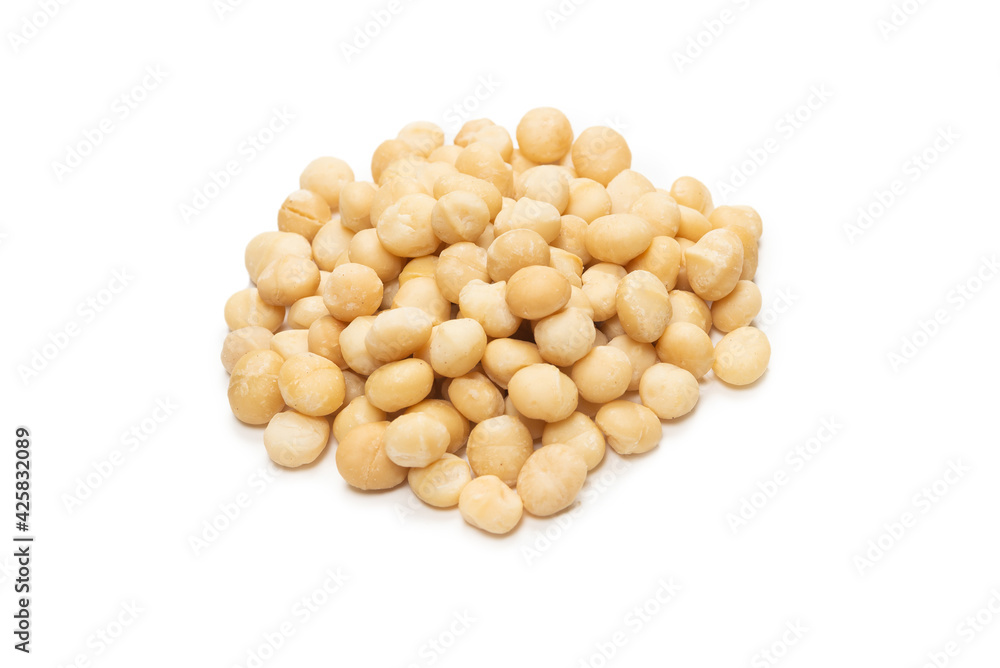 Macadamia nuts isolated on white background. Macadamia nuts isolated on white background.