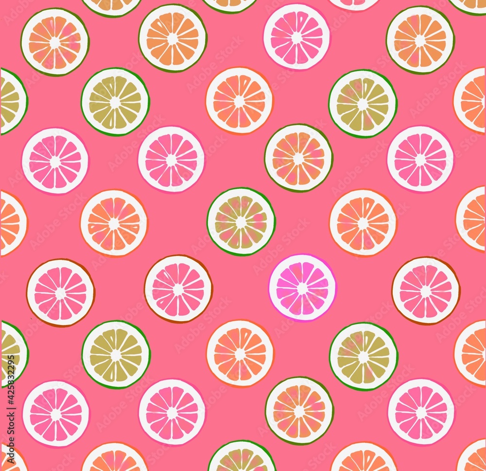 seamless pattern with fruit lemon agrum orange blue color 