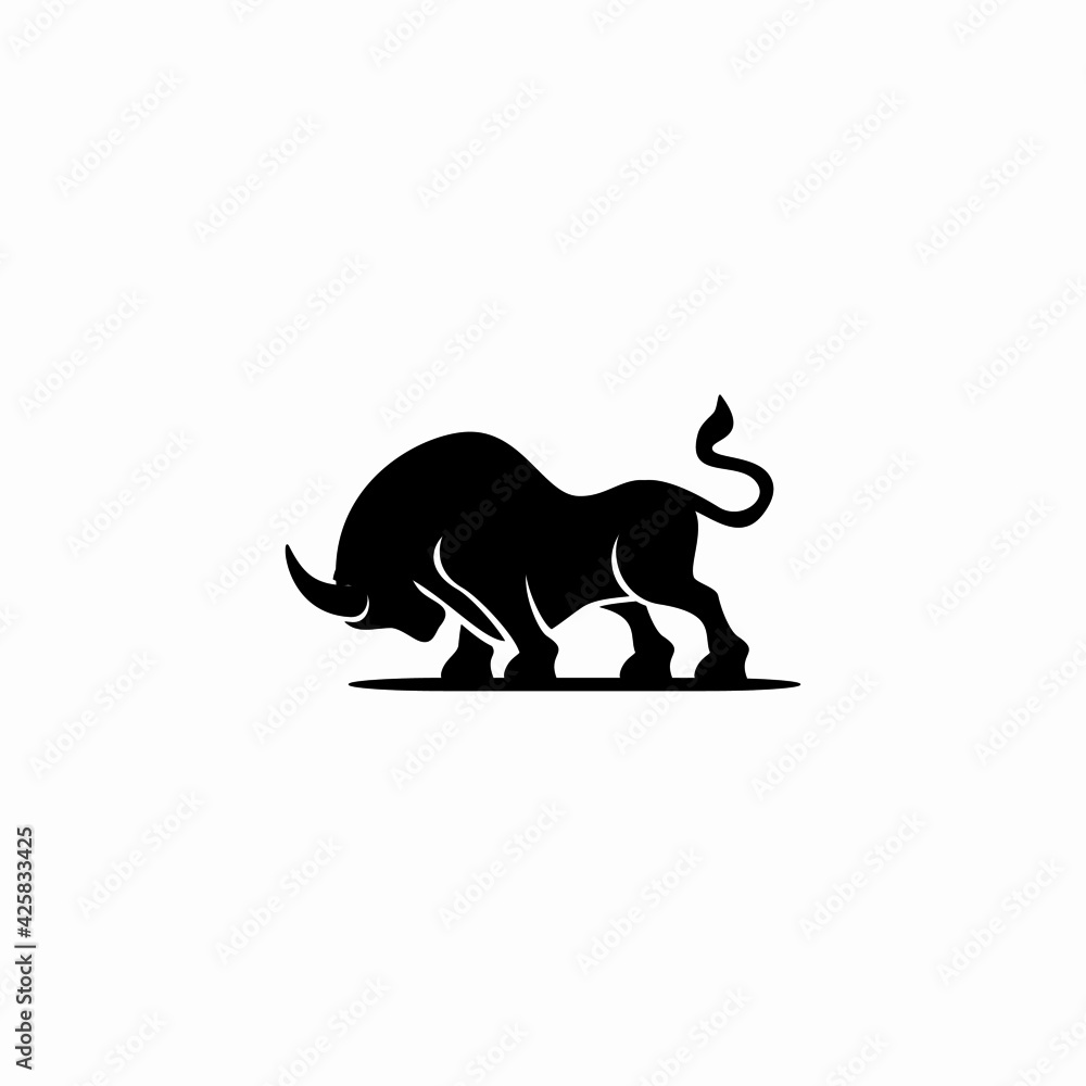Obraz premium Silhouette Bull logo vector illustration design, creative and simple design, can uses as logo and template for company.