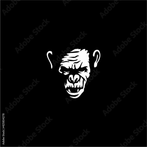 angry monkey ape head character illustration logo icon vector