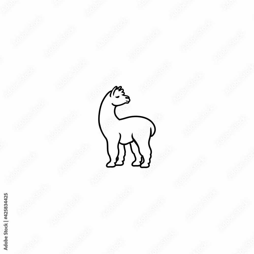 Obraz premium Illustration of cute cartoon alpaca isolated on white background. Cartoon llama icon logo